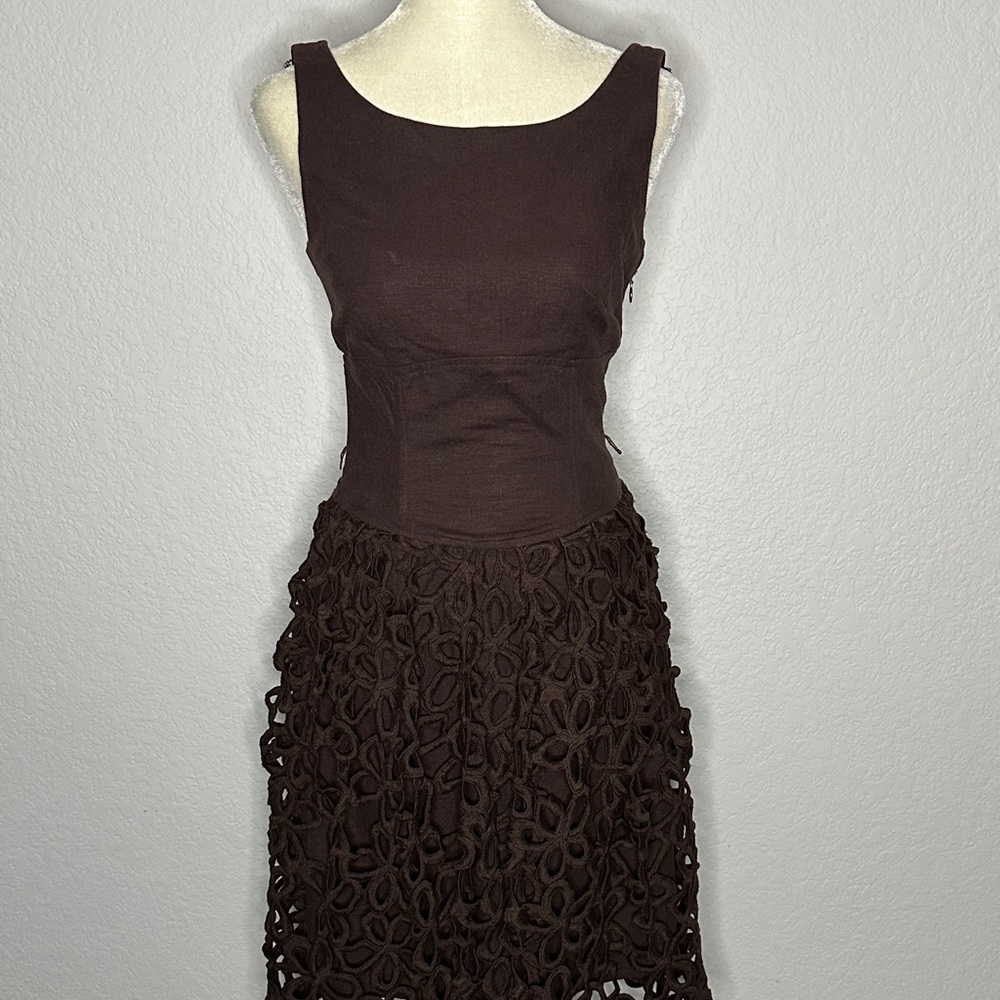 ANTONIO MELANI Brown Sleeveless Midi Dress